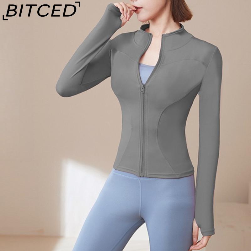 BITCED Summer Sun Protection Quick-Dry Sports Jacket Stand-Up Collar Stretch Slim-Fit Running & Fitness Top