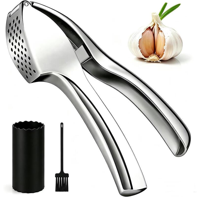 LISM Stainless Steel Manual Garlic Press & Peeler Set