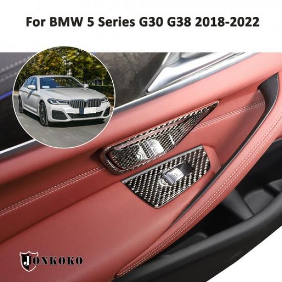 Für BMW 5er Serie 2018- Weiche Kohlefaser Fensterheber Schalter Panel Abdeckung Zierleiste