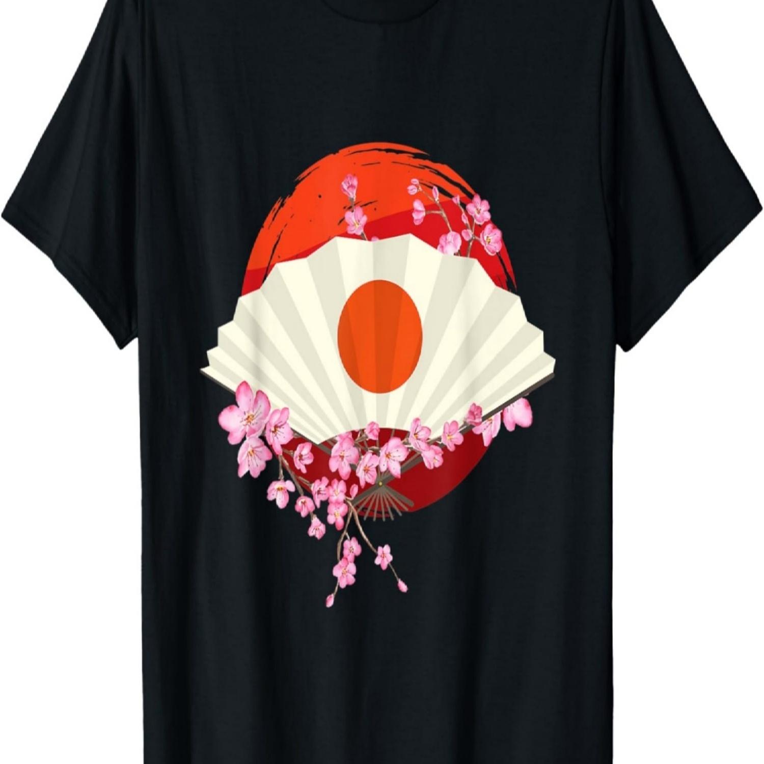 Japan Zen Circle Cherry Blossom Fan  T-Shirt S