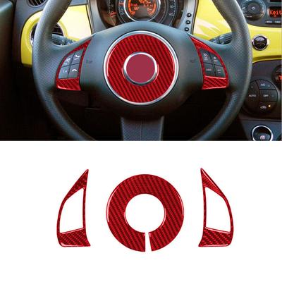 1set Car Steering Wheel Trim Cover Sticker Interior Moulding For 2012-2015 Red Carbon Fiber Car Interior Accessories