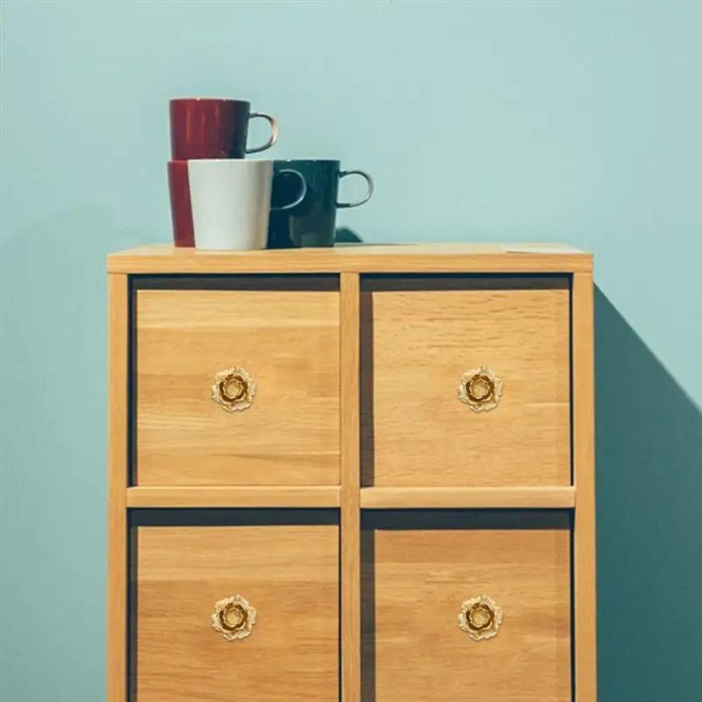 Brass Brass Cabinet Pull Flowers and Plants Camellia Brass Handles  Dresser Pulls