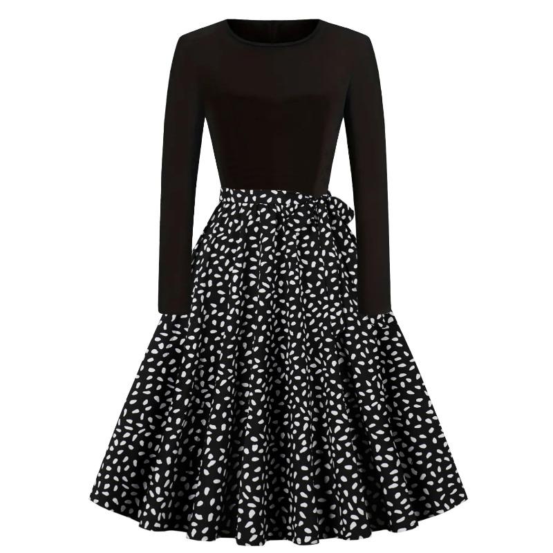 JPNTKY Fashion Spring Autumn Long Sleeve O-Neck Casual Dresses