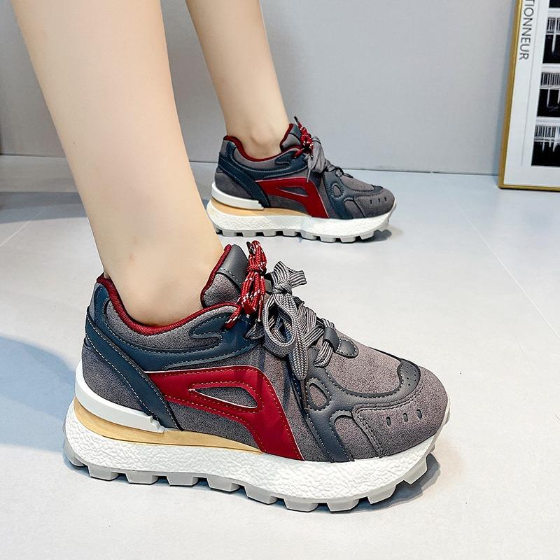 Inner height-increasing women's shoes, new autumn platform sneakers, running feet, small and lightweight dad shoes