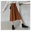 Women's Autumn and Winter Japanese Simple Pleated Skirts Fashion Retro Plain Waist Tie Drape A-Line Mid-Length Boutique Skirts