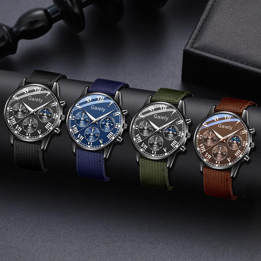 Men's Watch Casual Business Glass Quartz Watch Three-eye Calendar Fully Automatic Movement Watch Watch Large Dial Luminous
