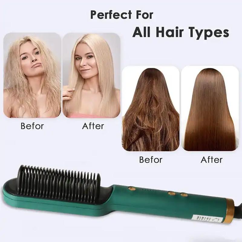 New Hair Straightener Ceramic Hot Comb 2 In 1 Electric Straighten Hair Brush Negative Ion Anti-Scalding Styling Tool