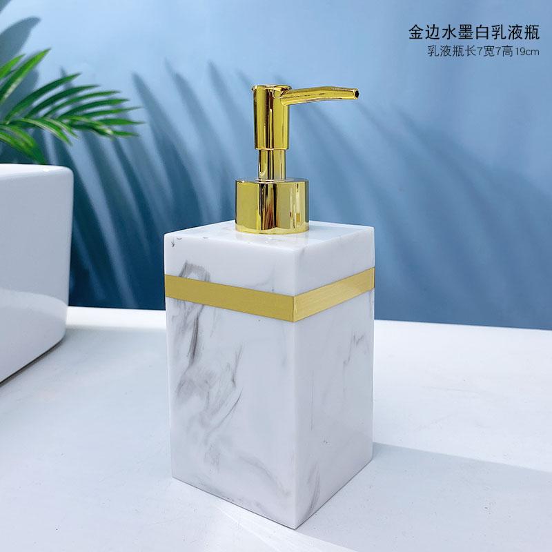 Σετ Μπάνιου Ρητίνης Είδη Τουαλέτας Επιτραπέζιο Σετ Πλυσίματος Σαπουνοθήκη Κύπελλο Στοματικού Διαλύματος Θήκη Οδοντόβουρτσας Μπουκάλι Λοσιόν Κύπελλο Αποθήκευσης Δίσκος Αποθήκευσης