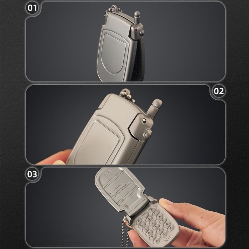 Zinc Zinc Alloy Mini Phone Model Pendant Retro Foldable Phone Shape Key Ring  Backpack Accessories