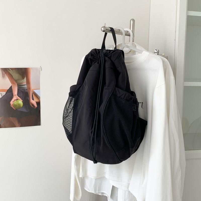 

South Korea Cross-border New Niche Nylon Backpack Large-capacity Lightweight Travel Fitness Sports Drawstring чёрный