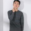 Yiliteng Men's Striped Pure Wool Round Neck Sweater