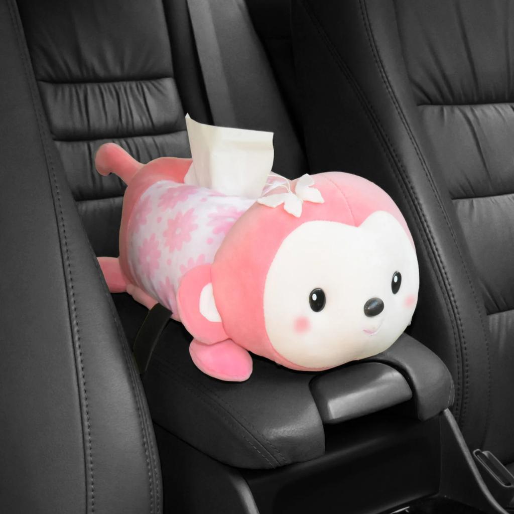 Car Armrest Box Cartoon Tissue Box Household Cute Animal Ornaments Drawer Box Car Decoration Accessories Tissue Boxes