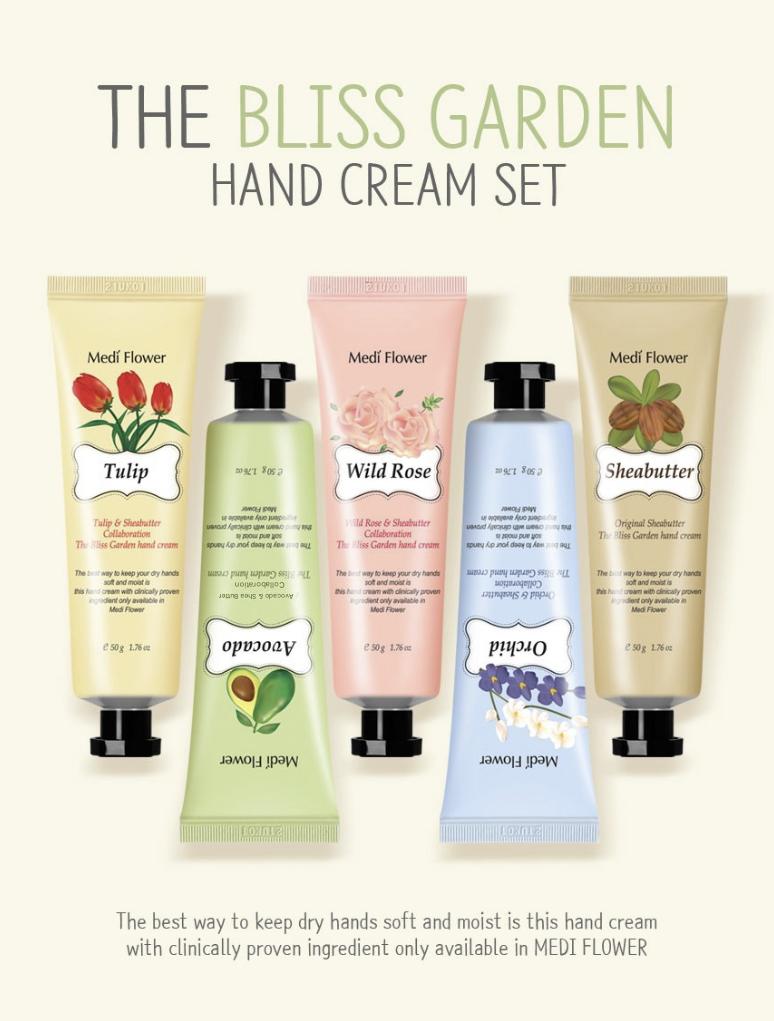 MEDI FLOWER The Bliss Garden Hand Cream 5-Piece Set + Gift Bag (250g)