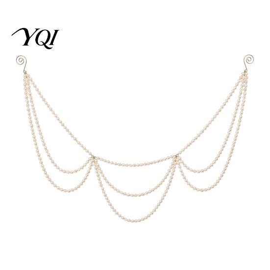 Christmas Tree Beaded Garland Faux Pearl Garland, Multi-Strand Swag Hanging Banner, Chain Classy Indoor Decorative Garlands Mantel Decoration
