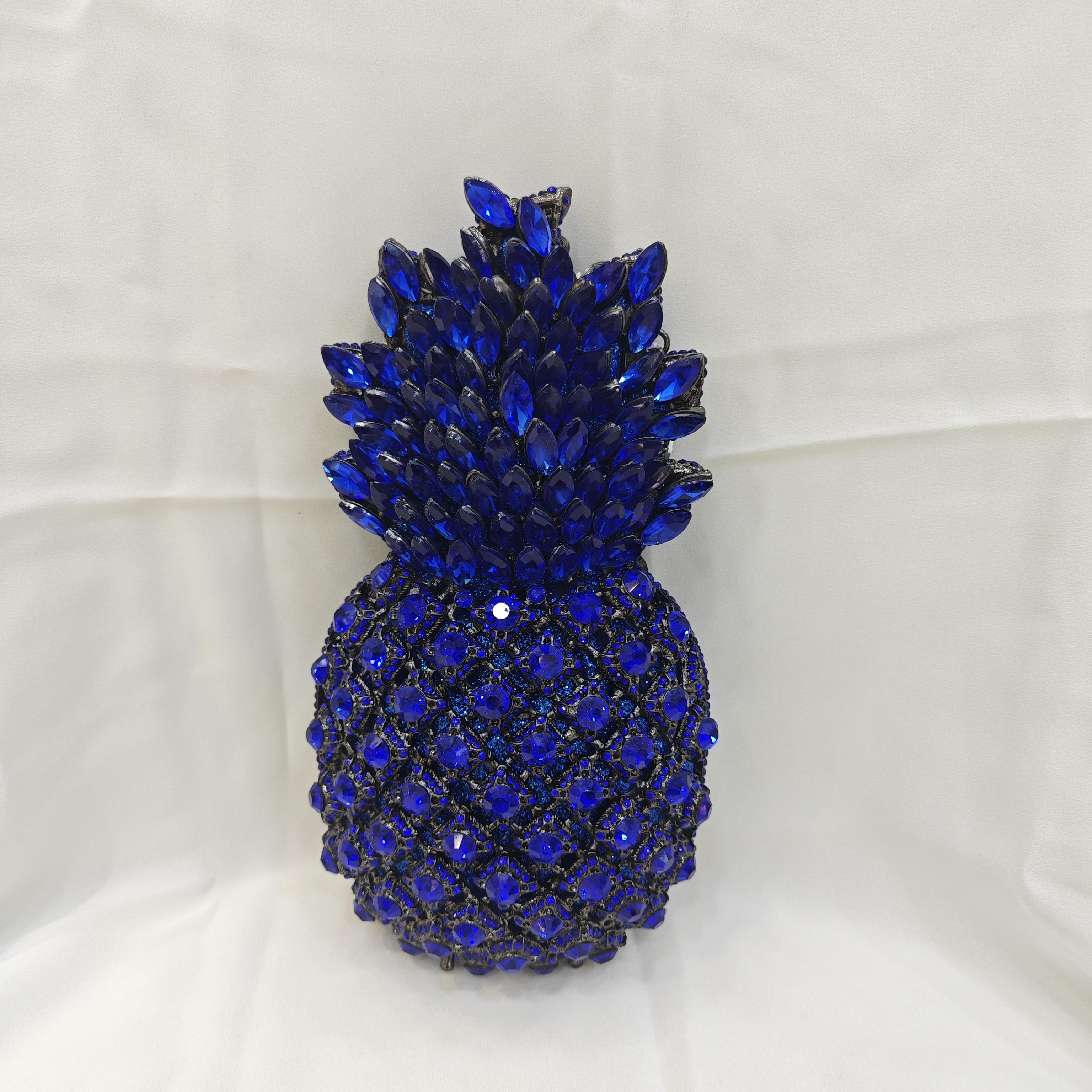 

Pineapple Rhinestone Evening Purses Clutches Gold Metal Green Women Crystal Party Prom Purse Diamond Handbags Dinner Clutches 20cmX10cmX7cm