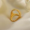 Ring 18K Stainless Steel Ring Hollow Oval Hammer Open Ring Ladies
