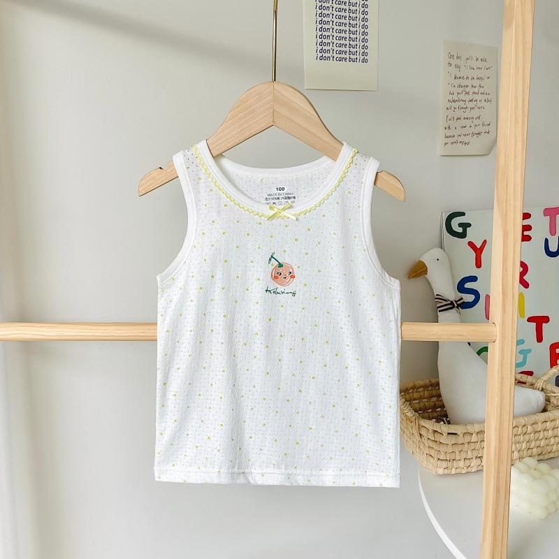 Boys pure cotton vest summer children's mesh hurdle girl baby sling little boy summer middle and older children's vest