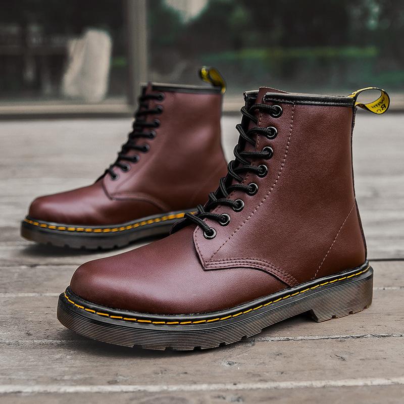 

Новые высокие ботинки на шнуровке спереди, ретро, однотонные, минималистичные, увеличивающие рост, осенние, мужские и женские, универсальные, трендовые, маленькие ботинки Мартин 45 розы красного