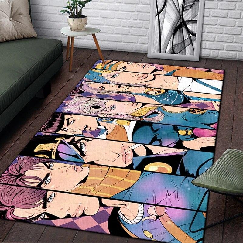 Jojo Anime Beautiful Painting Carpet for Living Room Large Area Rug Black Soft Carpet Home Decoration Mats Boho Rugs Picnic