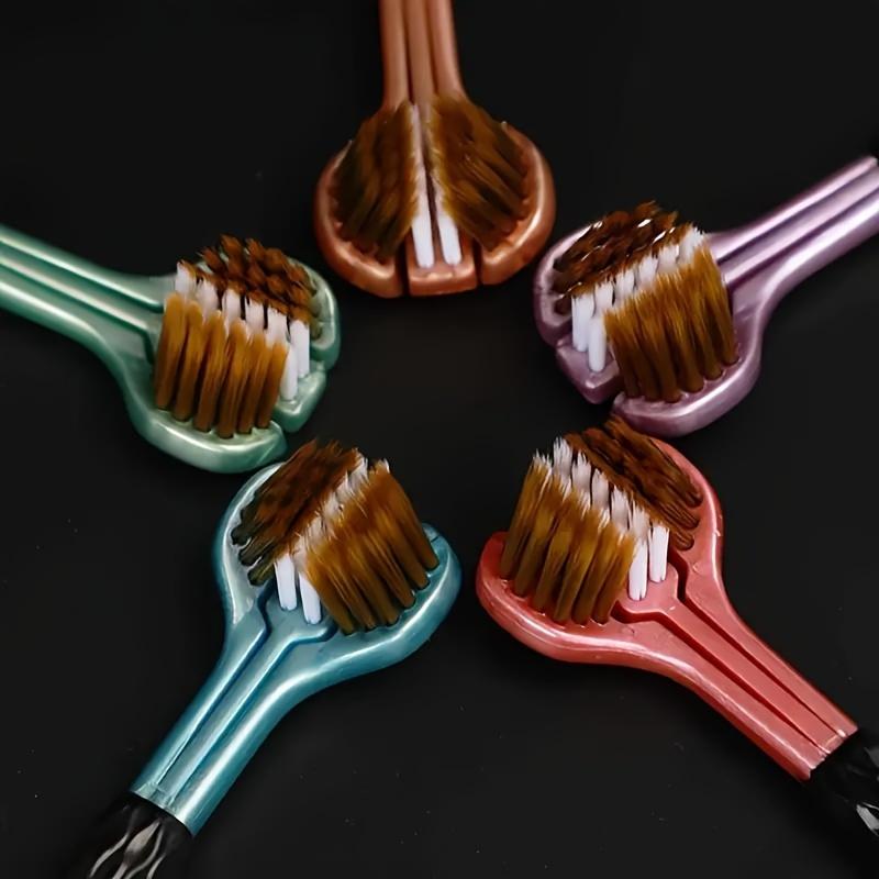 Lot de 10 brosses à dents pour adultes à poils ultra-doux 3D à trois côtés - Soin doux des gencives, Nettoyage en profondeur, Sans formaldéhyde, Couverture complète de la tête