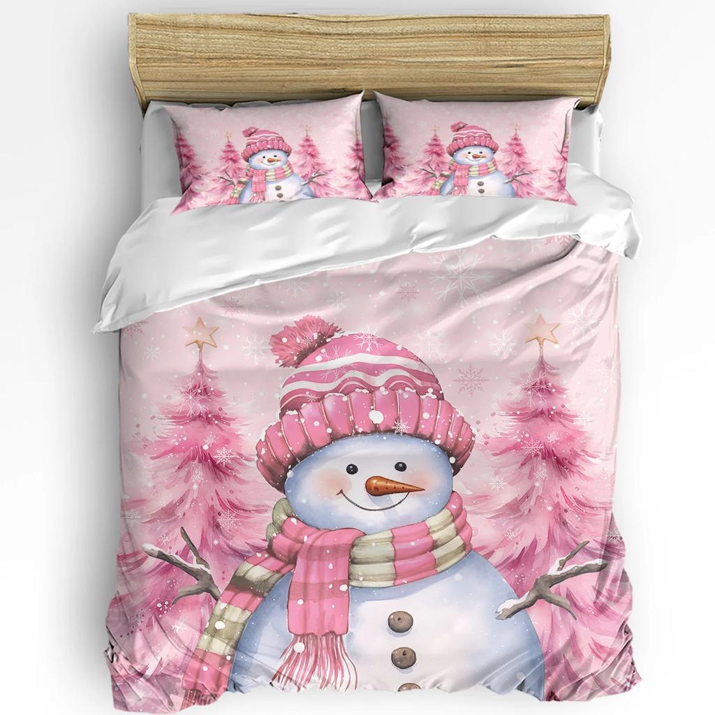 Christmas Snow Bedding Set Snowflakes Gnome Duvet Cover Set 3Pcs Bedding Set For Single/Twin/Full Size Christmas Decoration