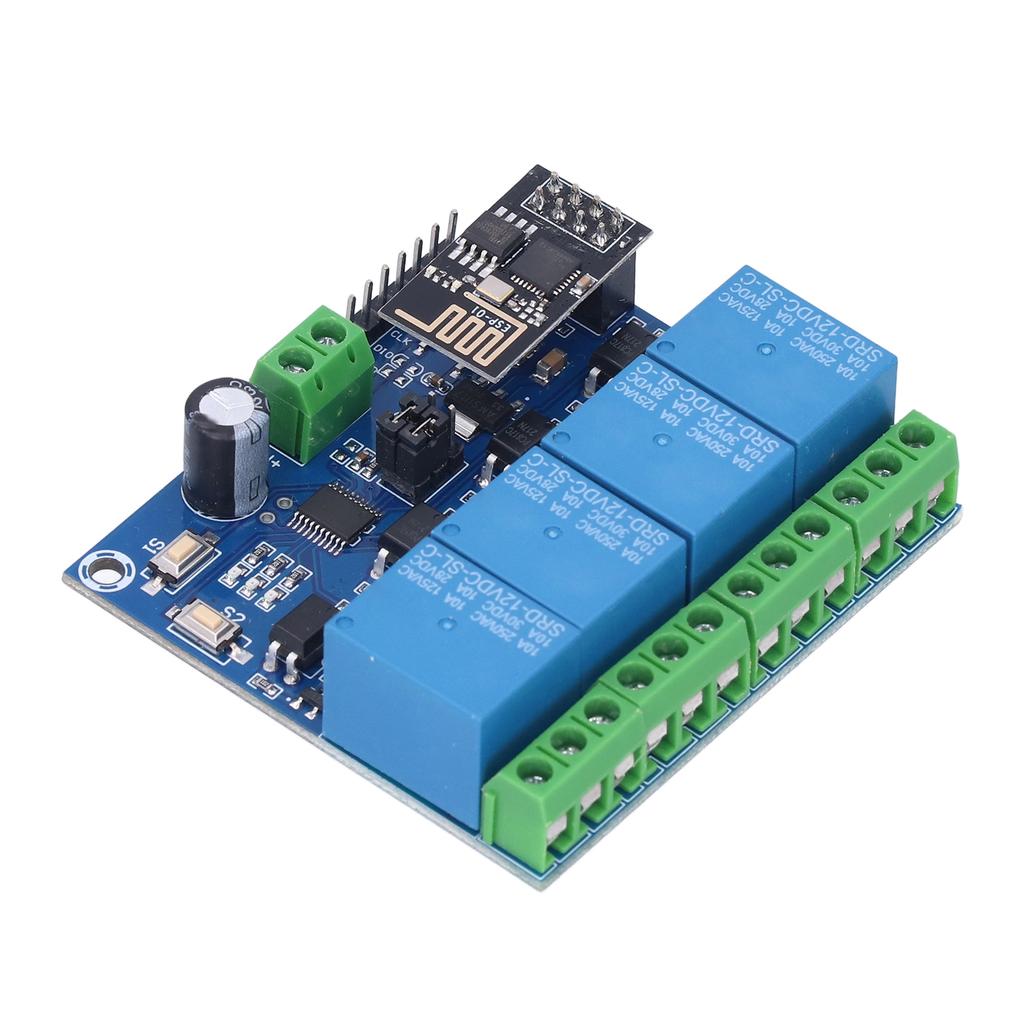 Modul Releu WiFi 4 Canale Comutator cu Telecomandă prin Aplicație Telefon pentru Sistem Smart Home ESP8266 12V