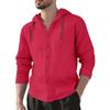 Men's 100% Cotton Hooded Drawstring Shirt, Solid Color Loose Fit Long Sleeve Casual Beach Overshirt for Men