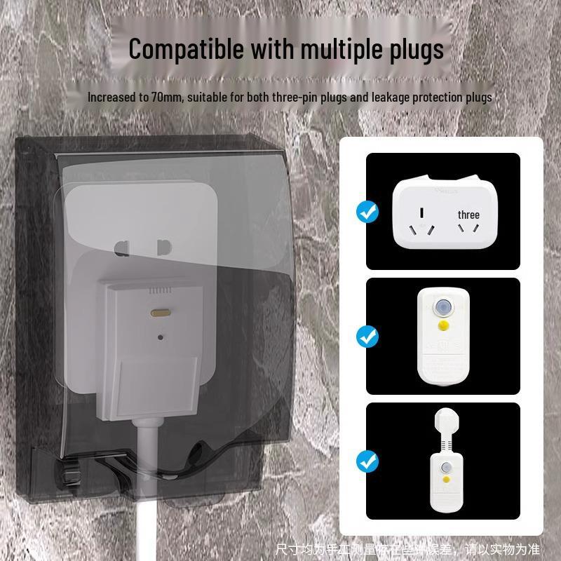 Type 86 Waterproof Switch & Socket Splashproof Cover - Transparent Adhesive Power Protection for Bathroom