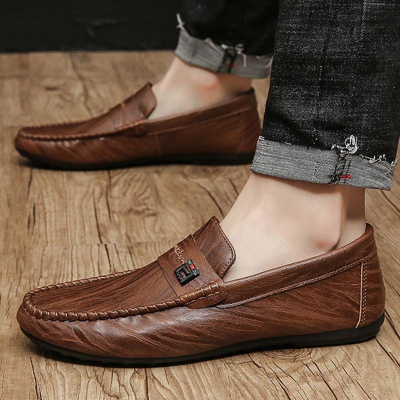 2025 Spring Autumn Men's Dress Shoes White Loafers Leather Casual Shoes Slip on Moccasin Shoes Fashion Men Shoes Design Shoes