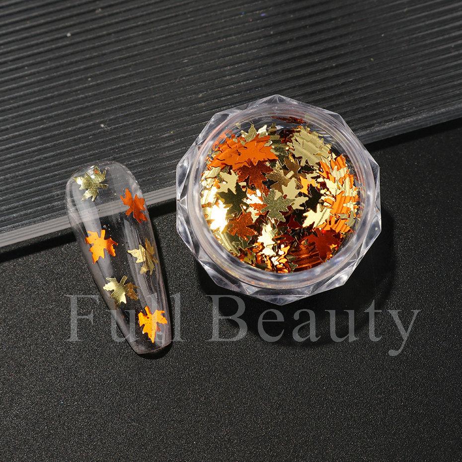 Nail Art Sequins Ins Autumn Thanksgiving Maillard Color Fantasy Maple Leaf Sequins Glitter Set