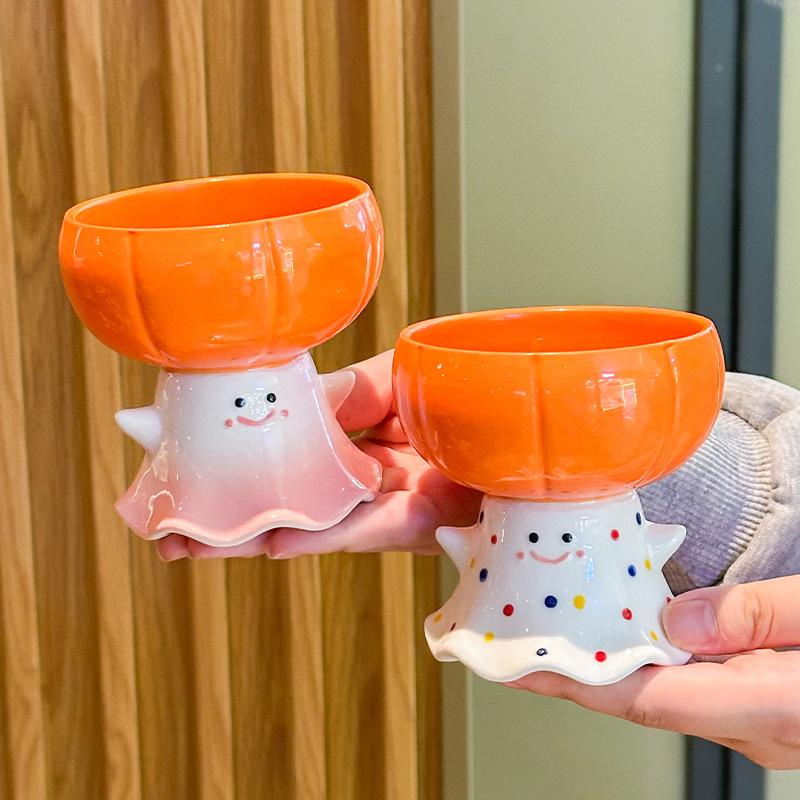 Weird Birthday Gifts Halloween Gifts Pumpkin Ghost Ceramic Mugs Girls Dessert Ice Cream Mugs
