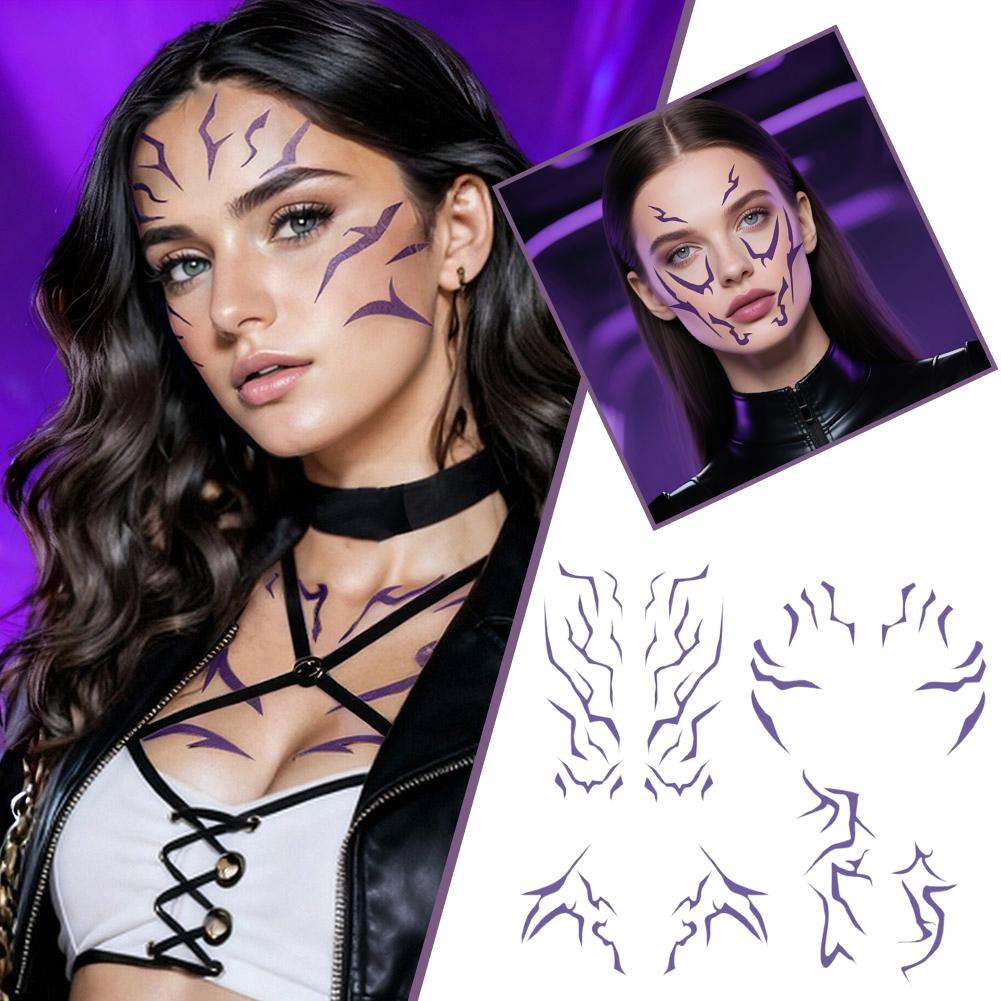 Temporary Tattoo Cartoon Hunters Costume Accessories Halloween Suit Props Group Girls Demons Cosplay Purple Tattoo Sticker