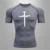 Men Short Sleeve Compression Shirts Quick Dry Fitness Sweat-Resistant Cycling Sweat Absorbing Running T-Shirt Workout Training Gym Clothing