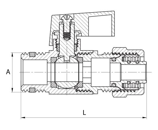 Pex Mini Ball Valve With Gland 1/2*16 Hot Water - Dart.38-1/2C