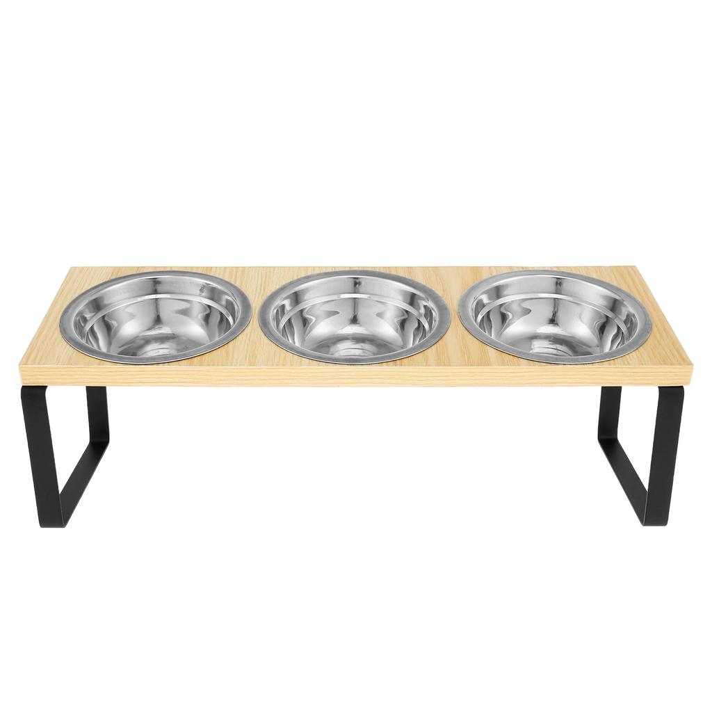 Elevated Cat Bowls Wood Cat Bowl Stand 15° Inclined Elevated Cat Food Feeder Stainless Steel Pet Bowl Feeding Container for Cat