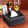 Hotel PU Leather Tissue Box & Remote Holder - European Style Multifunctional Organizer