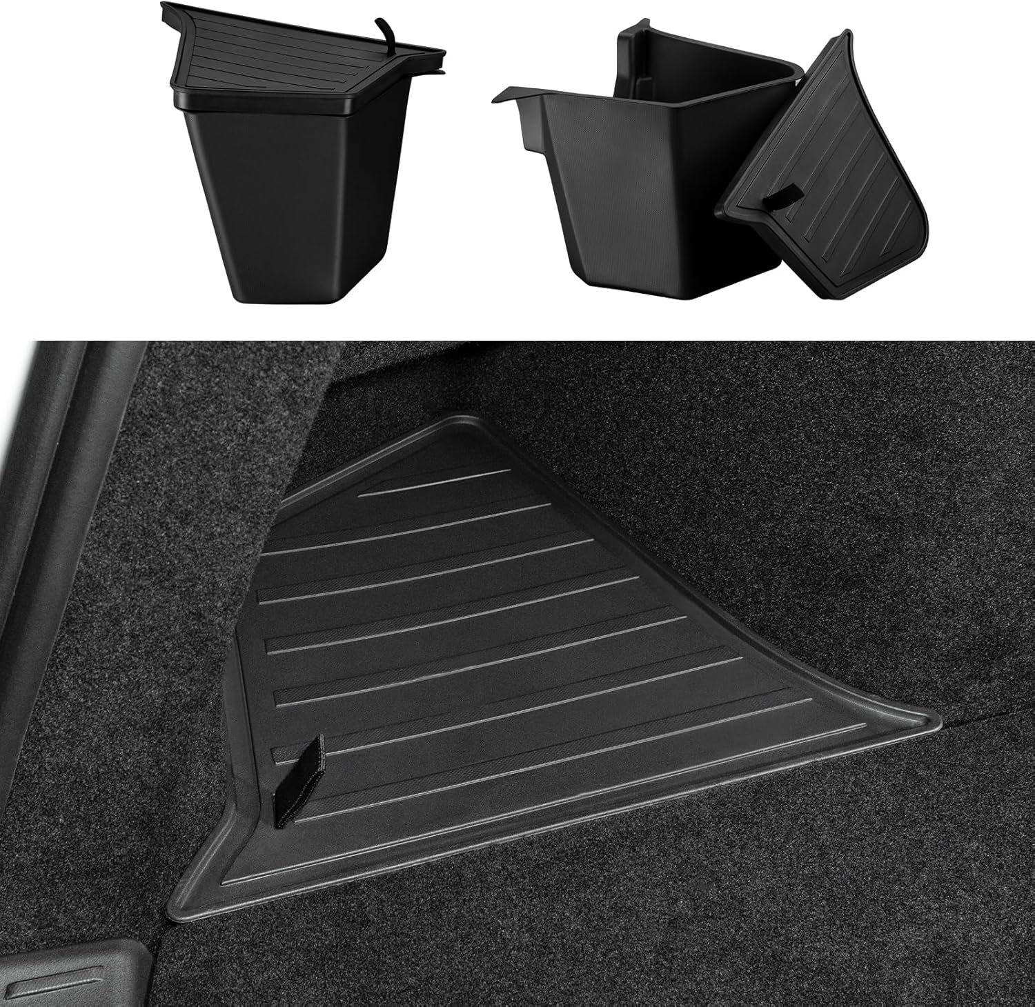 

Trunk Organizer for Tesla Model 3 2026 Highland Trunk Storage Bins with TPE Lid Waterproof Rear Trunk Side Storage box 2PCS