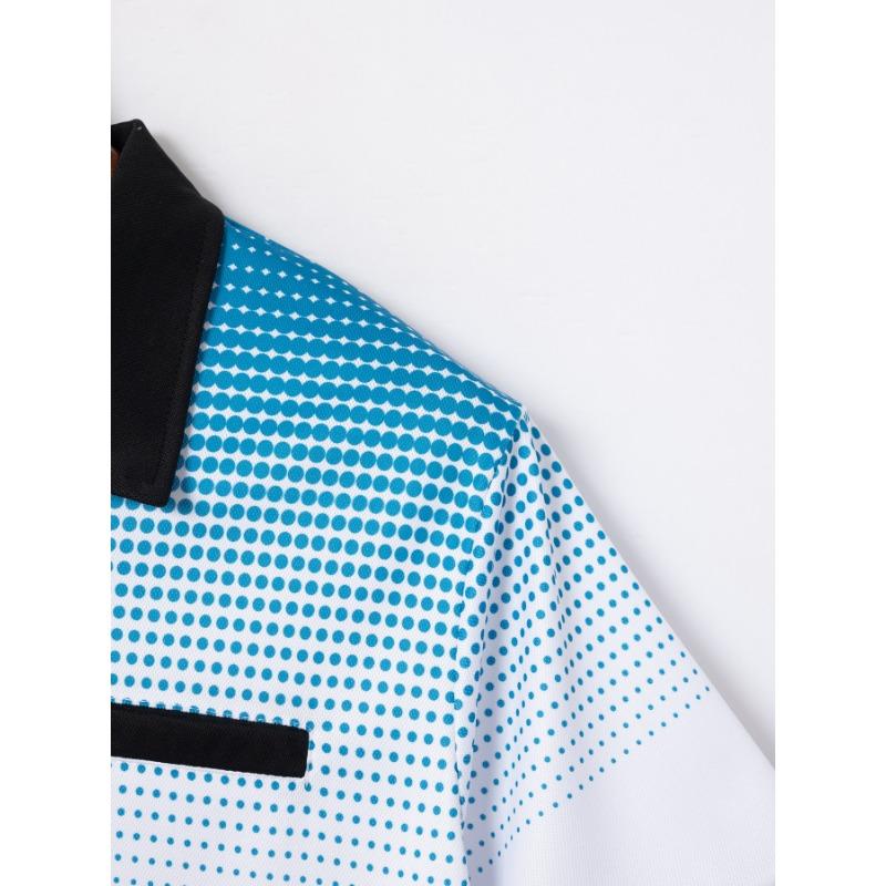 Men's Summer Gradient Print Polka Dot Short-sleeved POLO Shirt