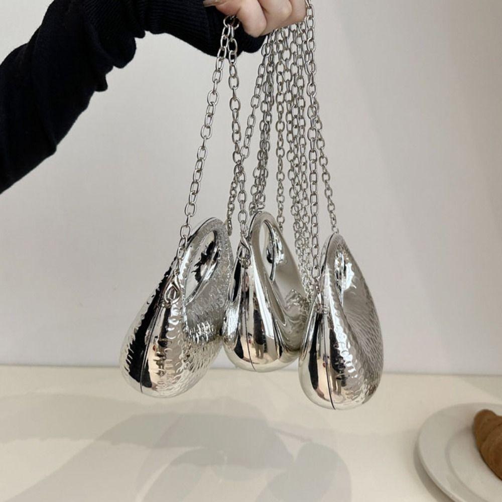 Korean Style Banquet Chain Bag Silver Funny Party Bag Retro Acrylic Box Shoulder Bag  Girls