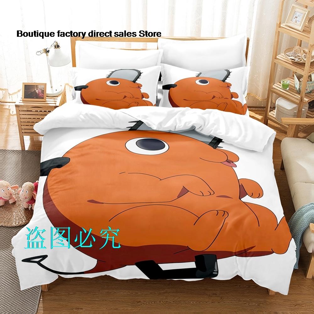 Pochita Chainsaw Man Bedding Set Single Twin Full Queen King Size Bed Set Adult Kid Bedroom Duvetcover Sets Parure De Lit Bed