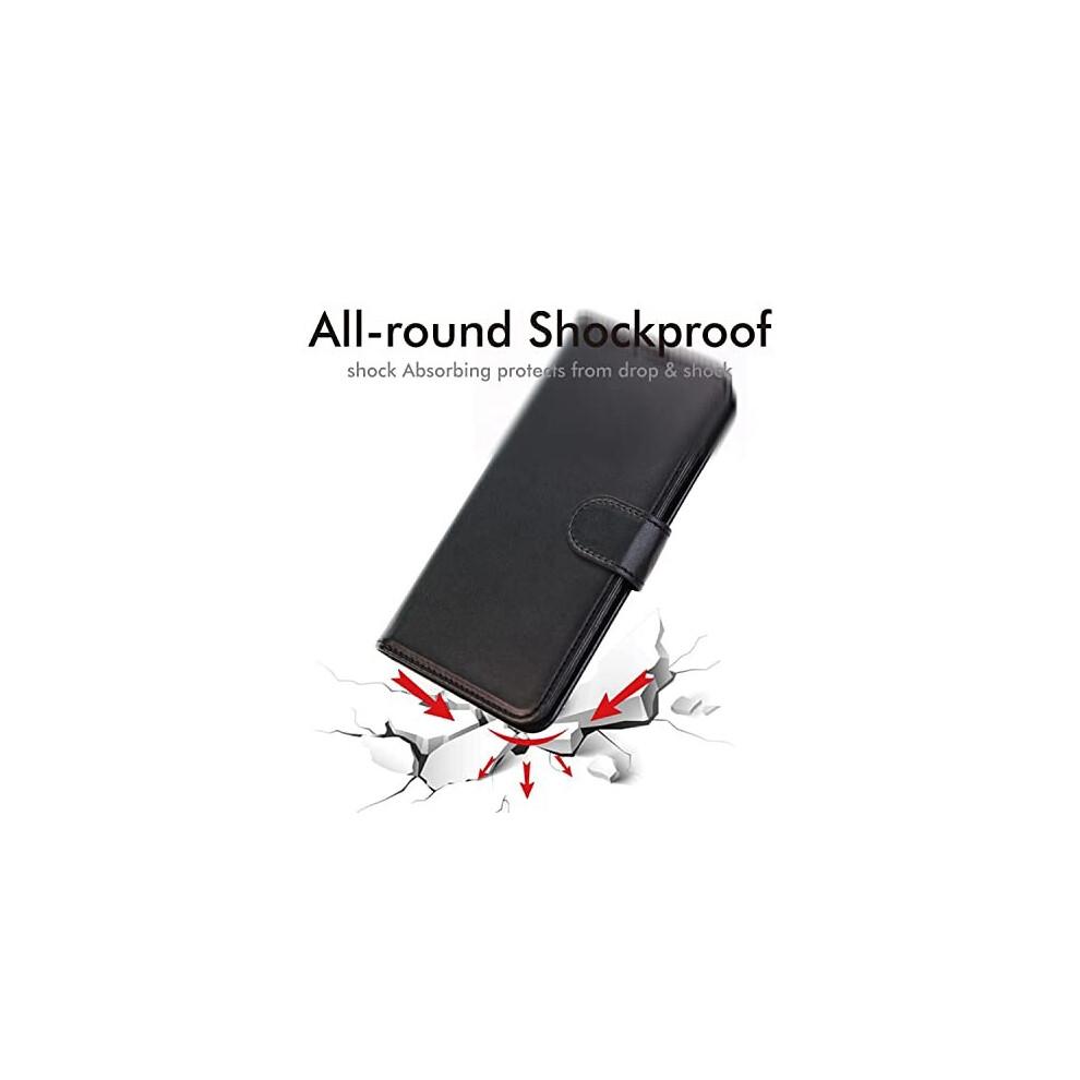 (Schwarz) PU-Leder Wallet Case für Oppo Find X5 Lite 5G, Flip Schutzhülle mit Geldbörse Kartenhalter, Ständer & Armband, Magnetverschluss