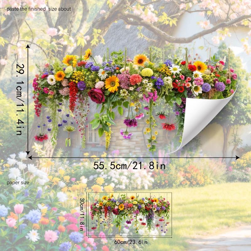 Dwustronna kolorowa naklejka ścienna z motylem i kwiatami, elektrostatyczna pasta do szyb okiennych, widoczna dekoracyjna naklejka ścienna