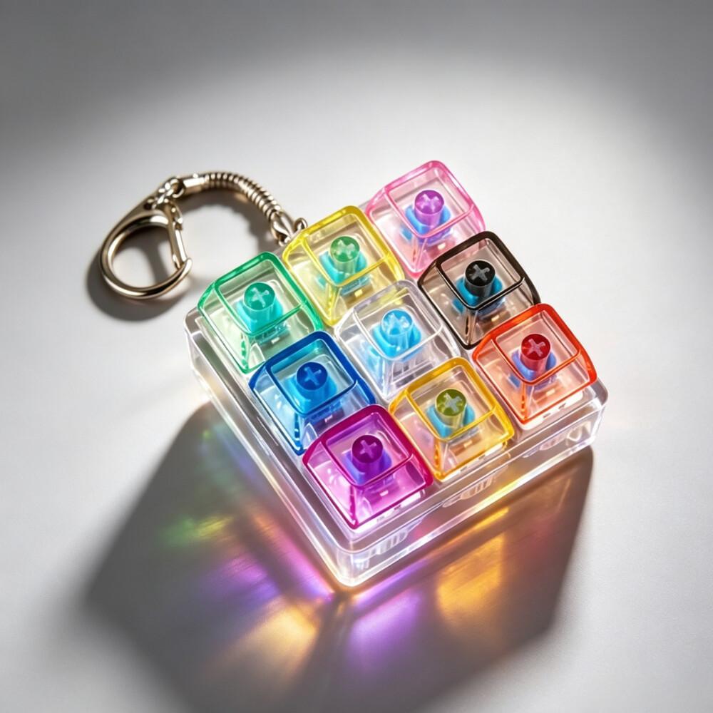 Led Keyboard Keychain Fidget Toys Crystal Clicker Sensory Toy For Stress Relief Keyboard Keychain Fidget Gadget For Adults Kid