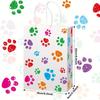 12pcs Colorful Dog Paw Print Paper Candy Bags Gift Bags With Handles For Cat Pet Theme Birthday Party Decorations Favors Decor