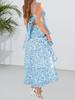 Women's Floral Maxi Dress Spaghetti Strap Ruffle Tiered Sleeveless Summer Dress