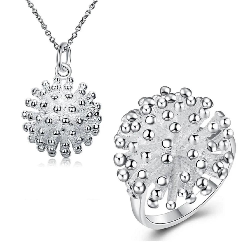 Popular s   Copper classic flowers Pendant necklace ring Jewelry set for women fashion wedding Party Gifts