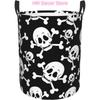 Skull and Crossbones Laundry Basket with Handle Waterproof Collapsible Cloth Hamper Round Storage Basket for Bathroom Bedroom Co