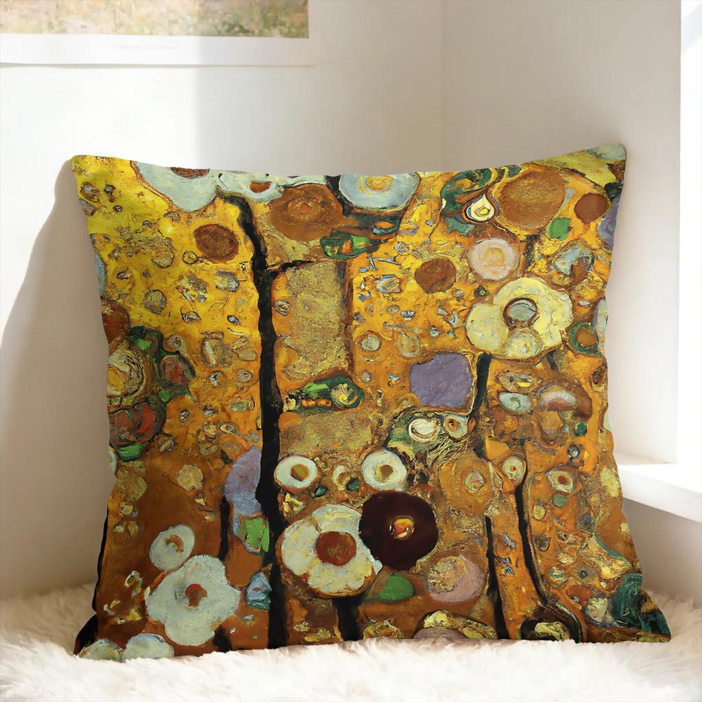 Gustav Klimt Kunst Kissenbezug Druck Kissenbezug Neuheit Kissenhülle für Sofa Couch Bett Wohnzimmer