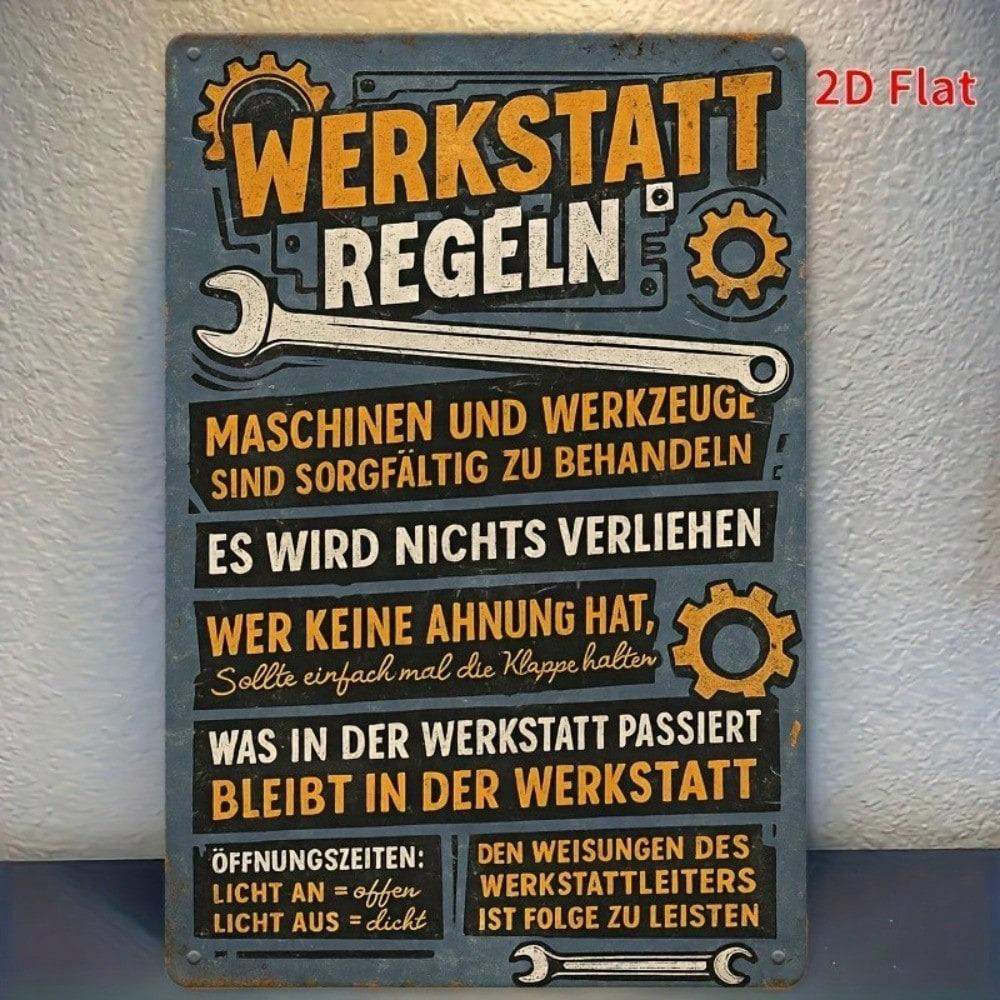 Vintage German Workshop Metal Wall Sign Bar Cafe Garage Home Decor Tin Plaque
