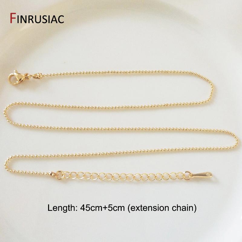 

14K Gold Plated Beads Chain For Jewelry Making 50cm Simple Fashion Adjustable Chain For DIY Pendant Necklace Accessories 1 piece